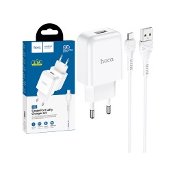 Hoco Charger Set N2 Vigour (EU) with USB to Micro Cable 1m White Hoco Charger Set N2 Vigour (EU) with USB to Micro Cable 1m White